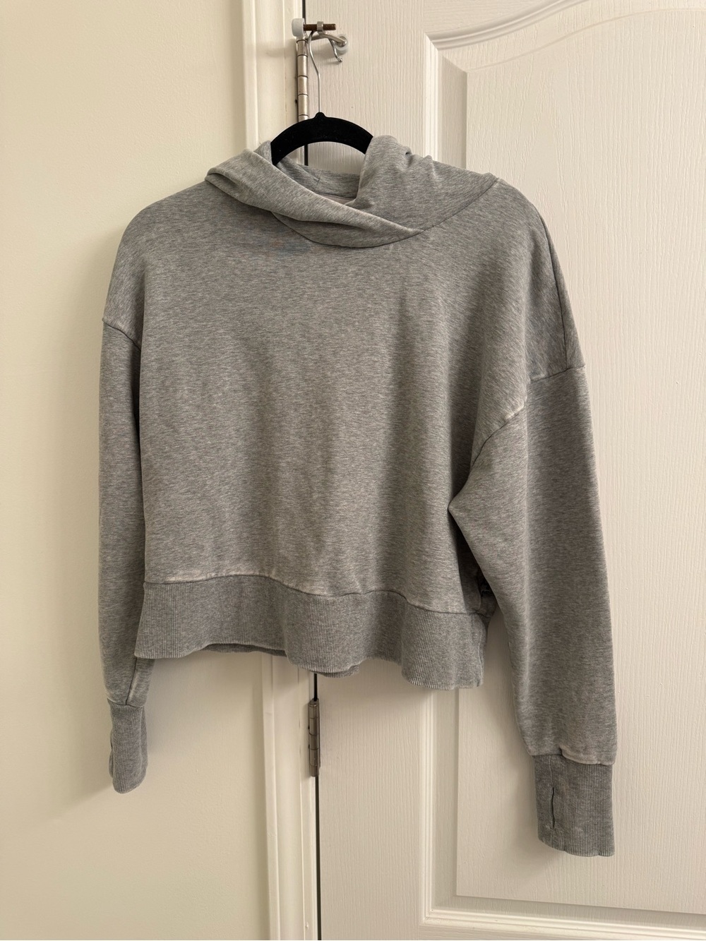 JoyLab Gray Acid Wash Cropped Hoodie